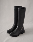 Women's Faux-Leather Riding Boots in Black | Belmorne