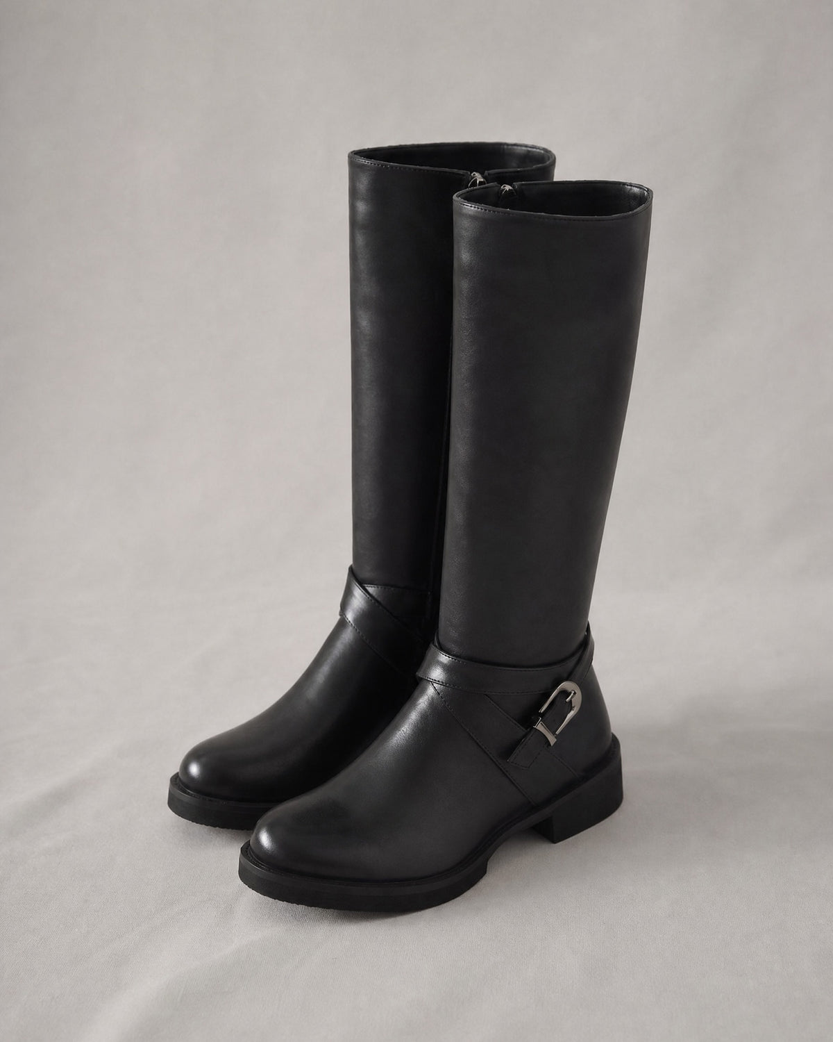 Women's Faux-Leather Riding Boots in Black | Belmorne