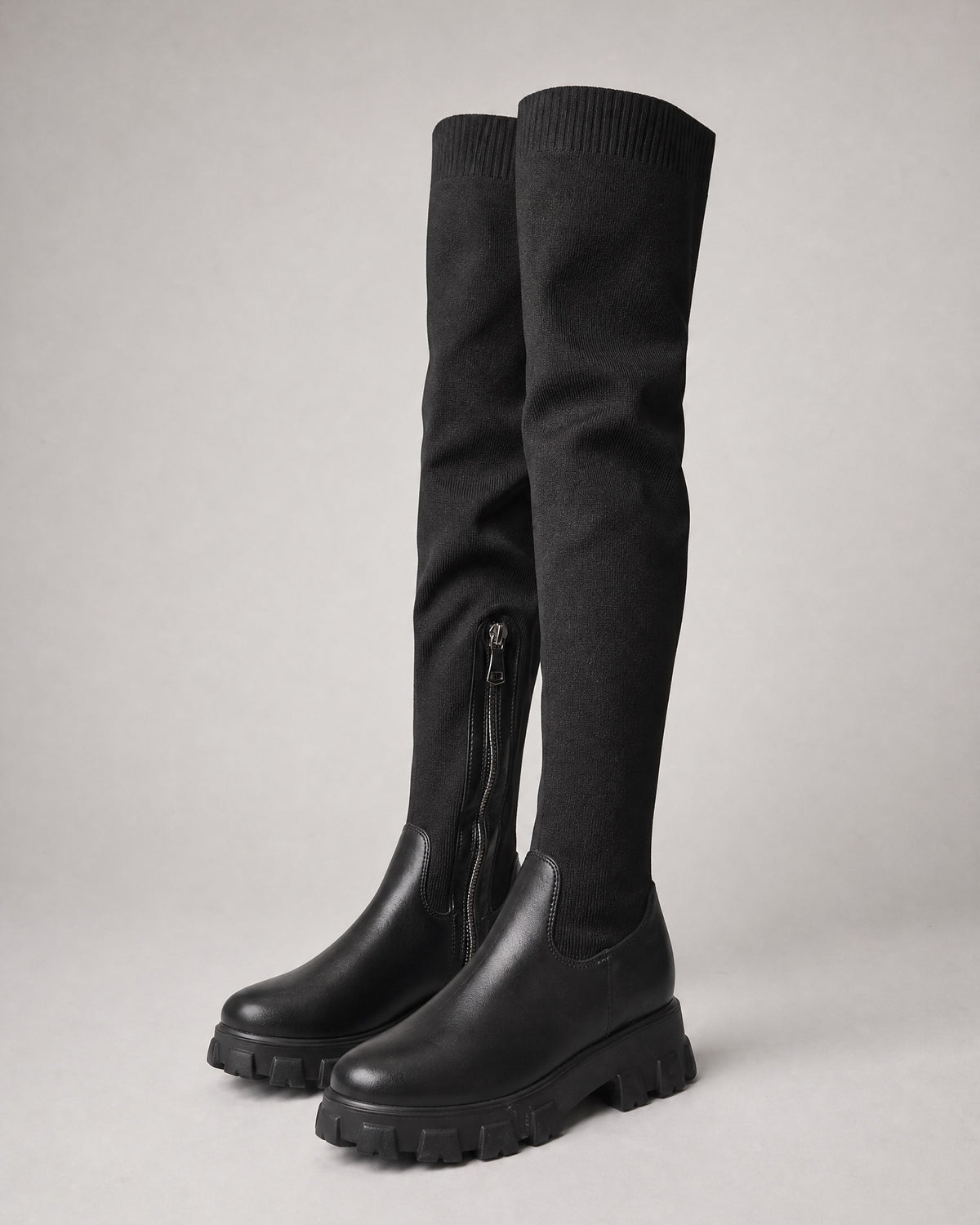 Women's Over-the-Knee Sock Boots in Black | Belmorne