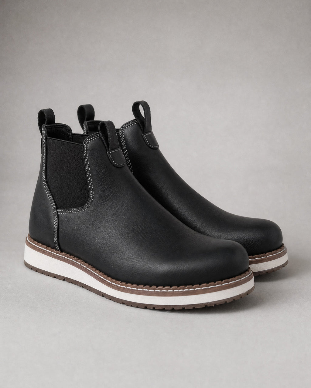 Men's Elastic-Side Ankle Boots in Black | Belmorne