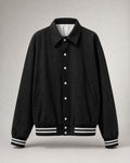 Men's Suede-Look Varsity Jacket in Black | Belmorne
