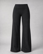 Women's Fleece-Lined Wide-Leg Trousers in Black | Belmorne