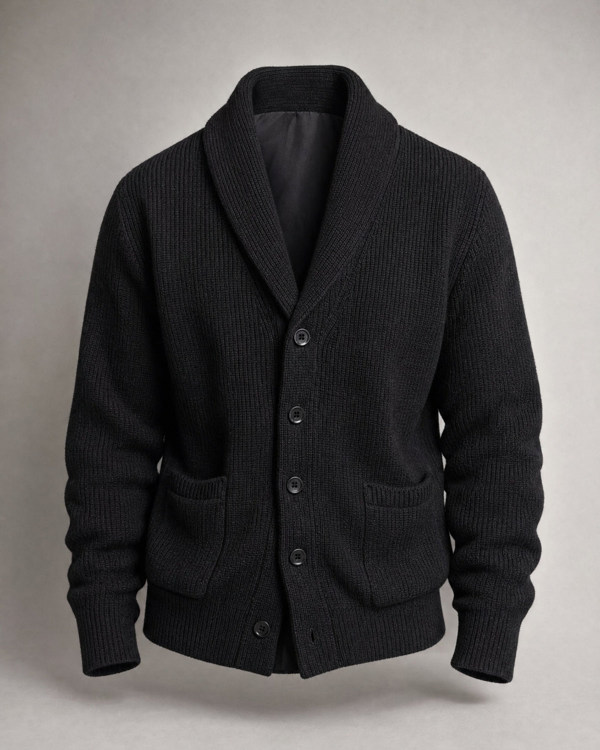 Men's Shawl-Collar Cardigan in Black | Belmorne