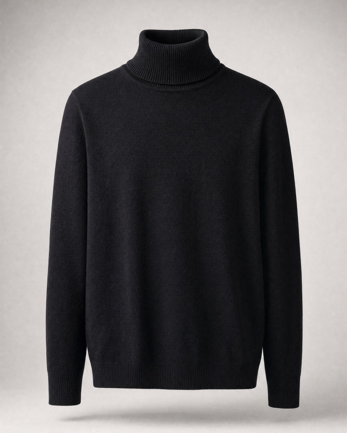 Men's Fine-Knit Turtleneck Sweater in Black | Belmorne