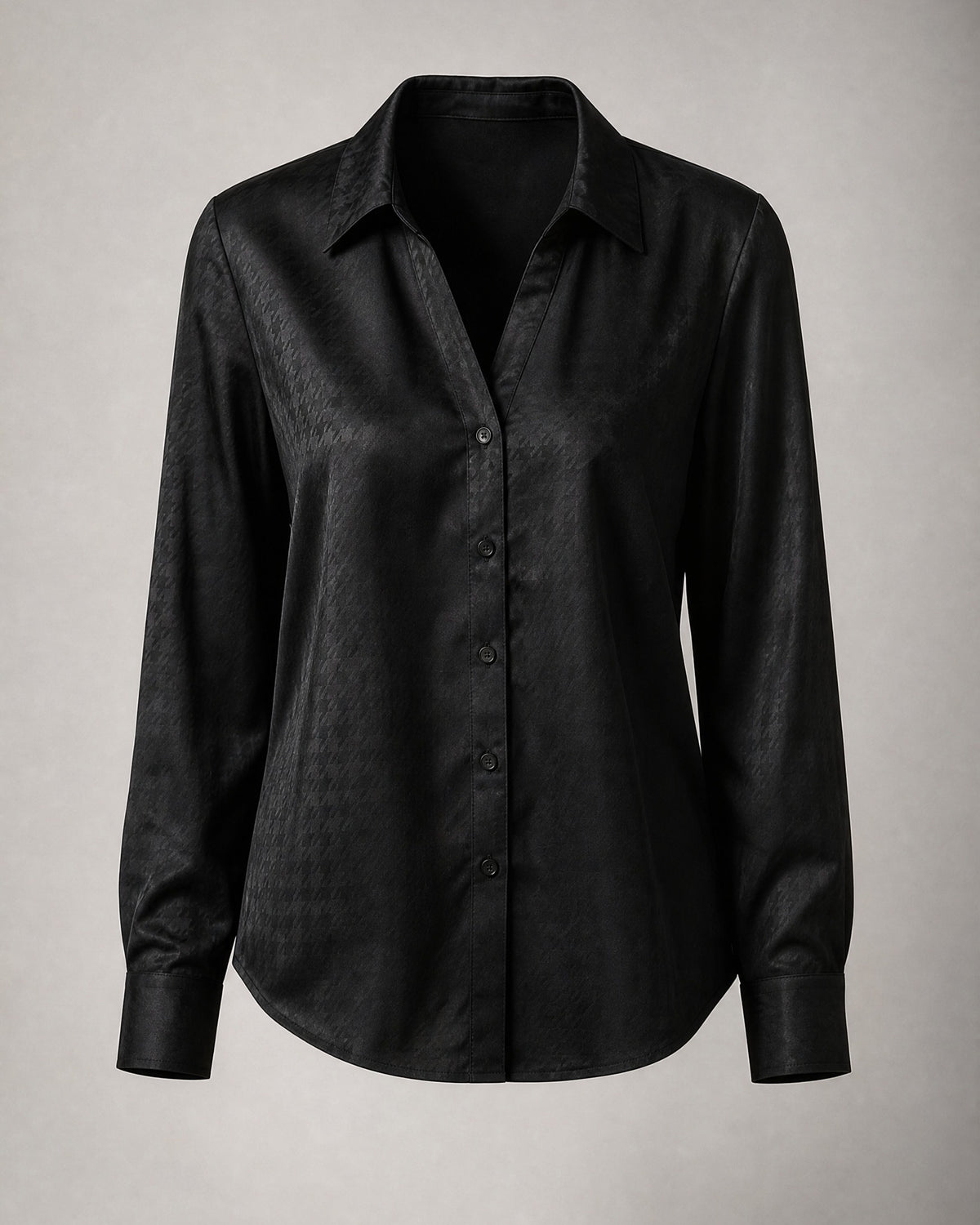 Women's Satin-Look Button-Up Blouse in Black | Belmorne