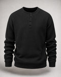 Men's Waffle-Knit Henley in Black | Belmorne