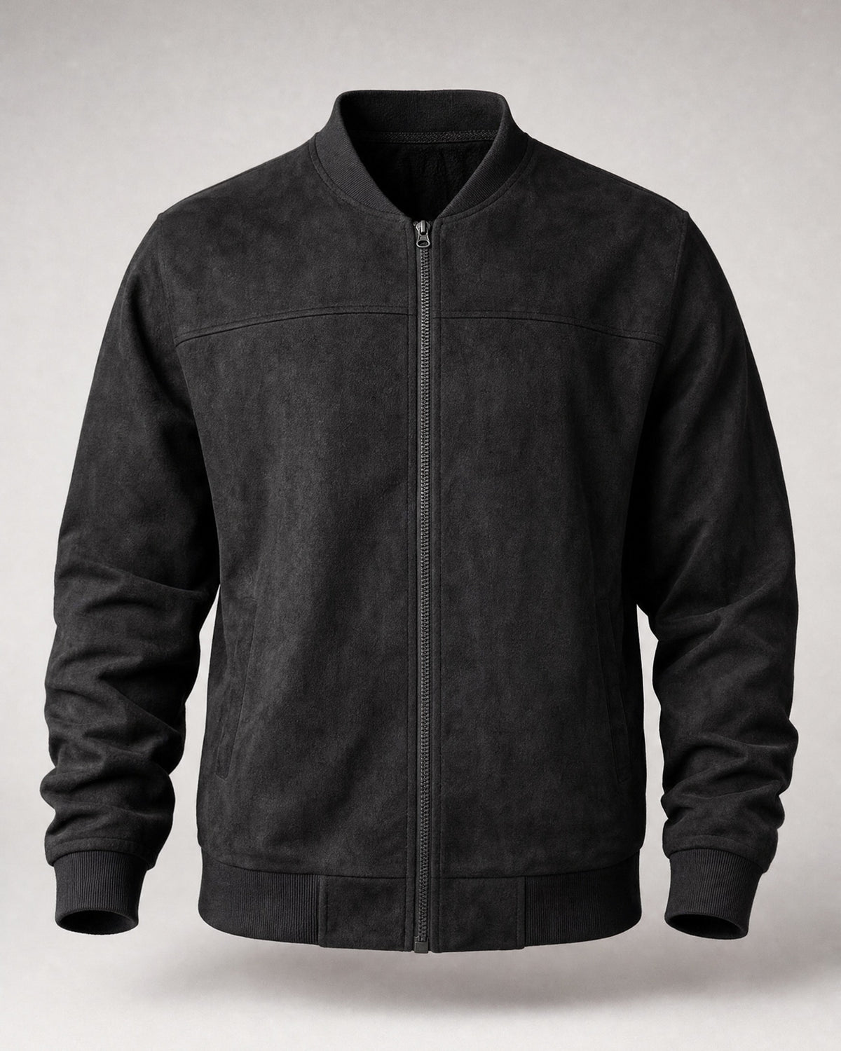 Men's Suede-Look Zip Jacket in Black | Belmorne