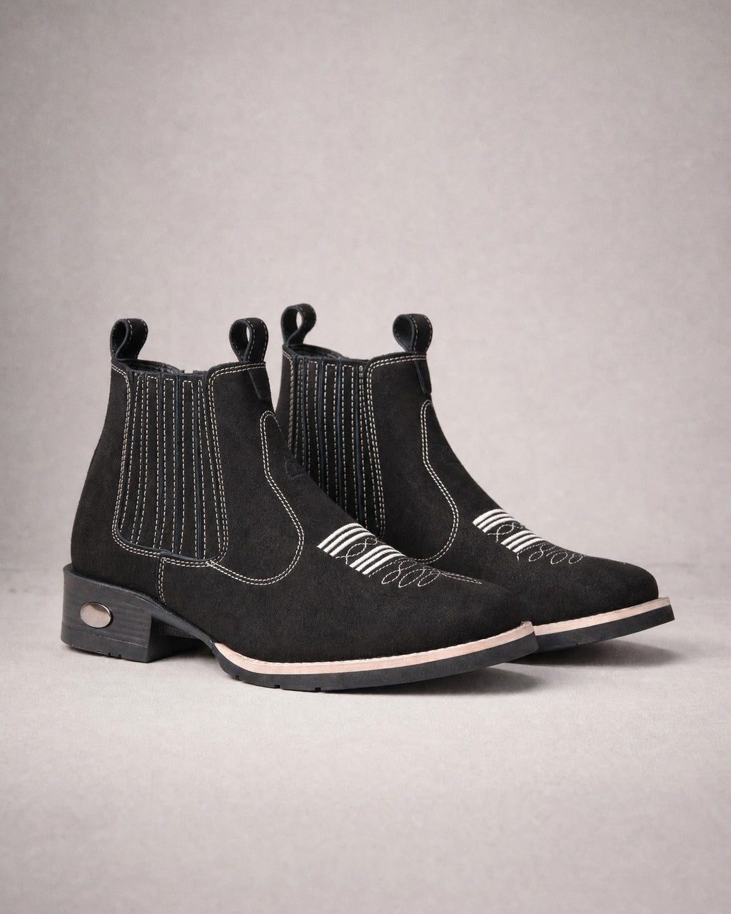 Men's Square-Toe Western Chelsea Boots in Black | Belmorne