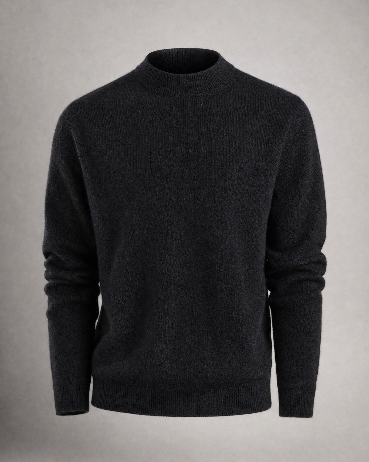 Women's Wool-Blend Mock-Neck Sweater in Black | Belmorne