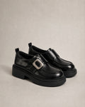 Women's Buckle Platform Loafers in Black | Belmorne