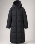 Women's Long Puffer Coat in Black | Belmorne