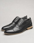 Men's Leather Lace-Up Shoes in Black | Belmorne