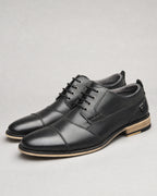 Men's Leather Lace-Up Shoes in Black | Belmorne