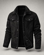 Men's Fleece-Lined Lapel Coat in Black | Belmorne