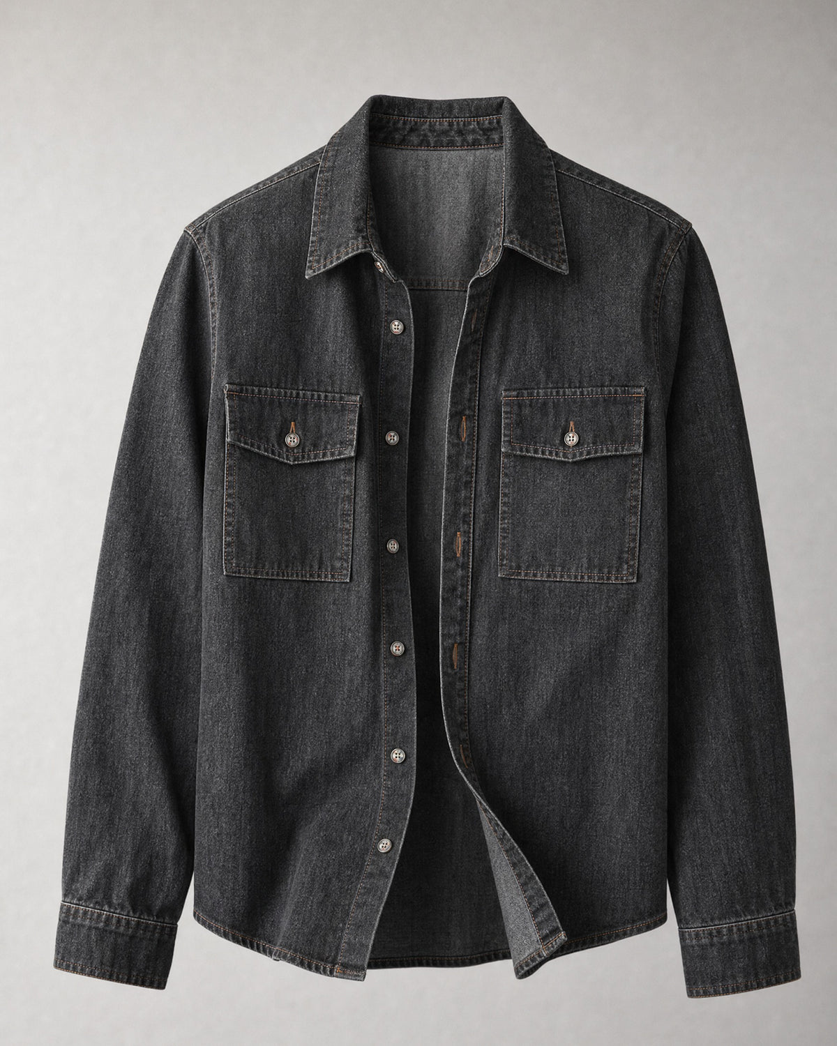 Men's Cotton Washed Denim Shirt in Black | Belmorne