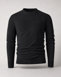 Men's Fine Knit Crew-Neck Sweater in Black | Belmorne