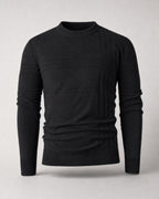 Men's Fine Knit Crew-Neck Sweater in Black | Belmorne