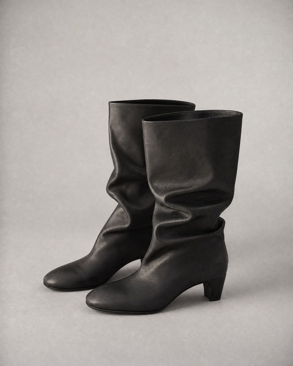Women's Faux-Leather Fold-Over Boots in Black | Belmorne