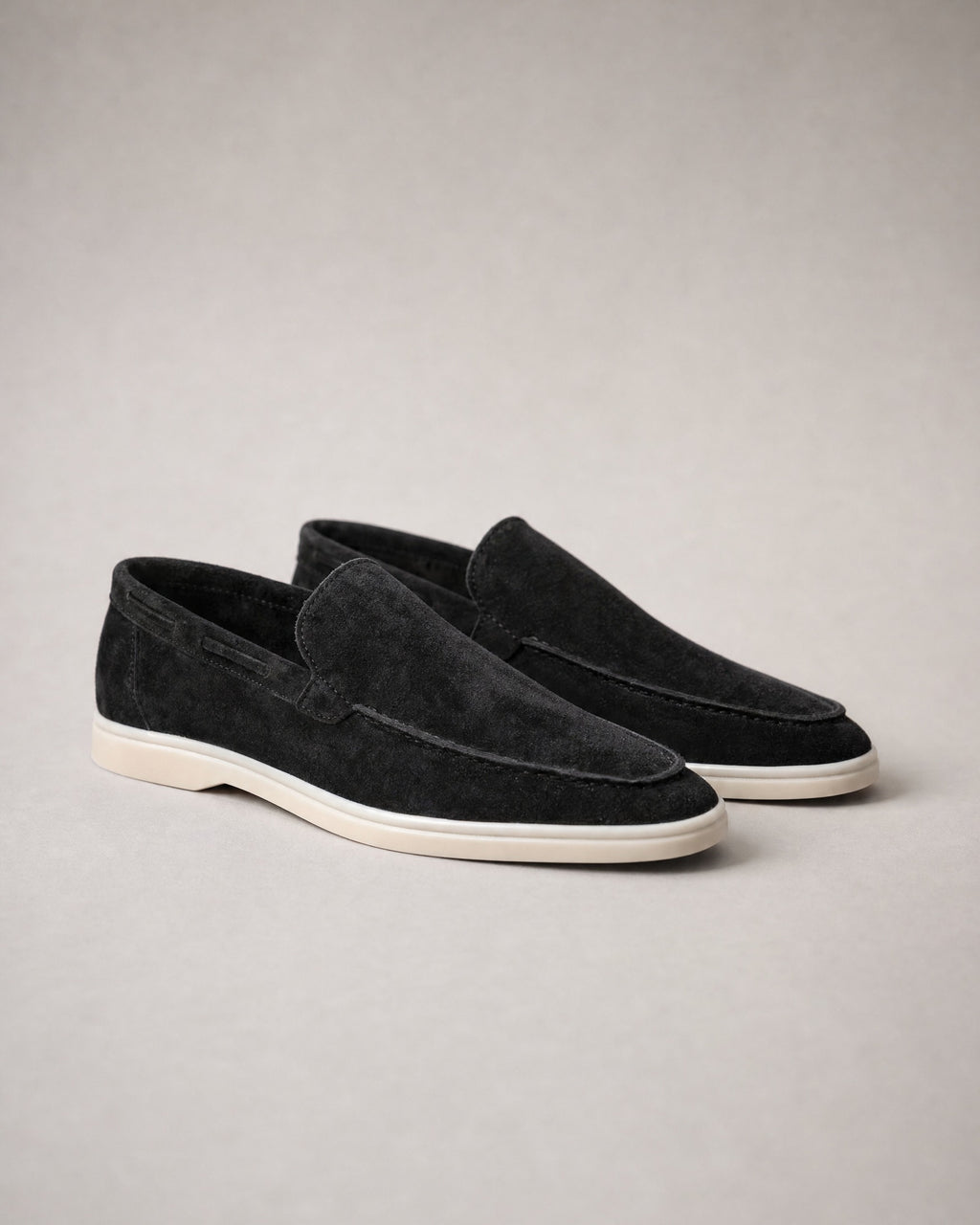 Men's Suede-Finish Driving Loafers in Black | Belmorne