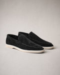 Men's Suede-Finish Driving Loafers in Black | Belmorne