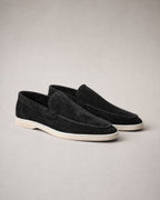 Men's Suede-Finish Driving Loafers in Black | Belmorne