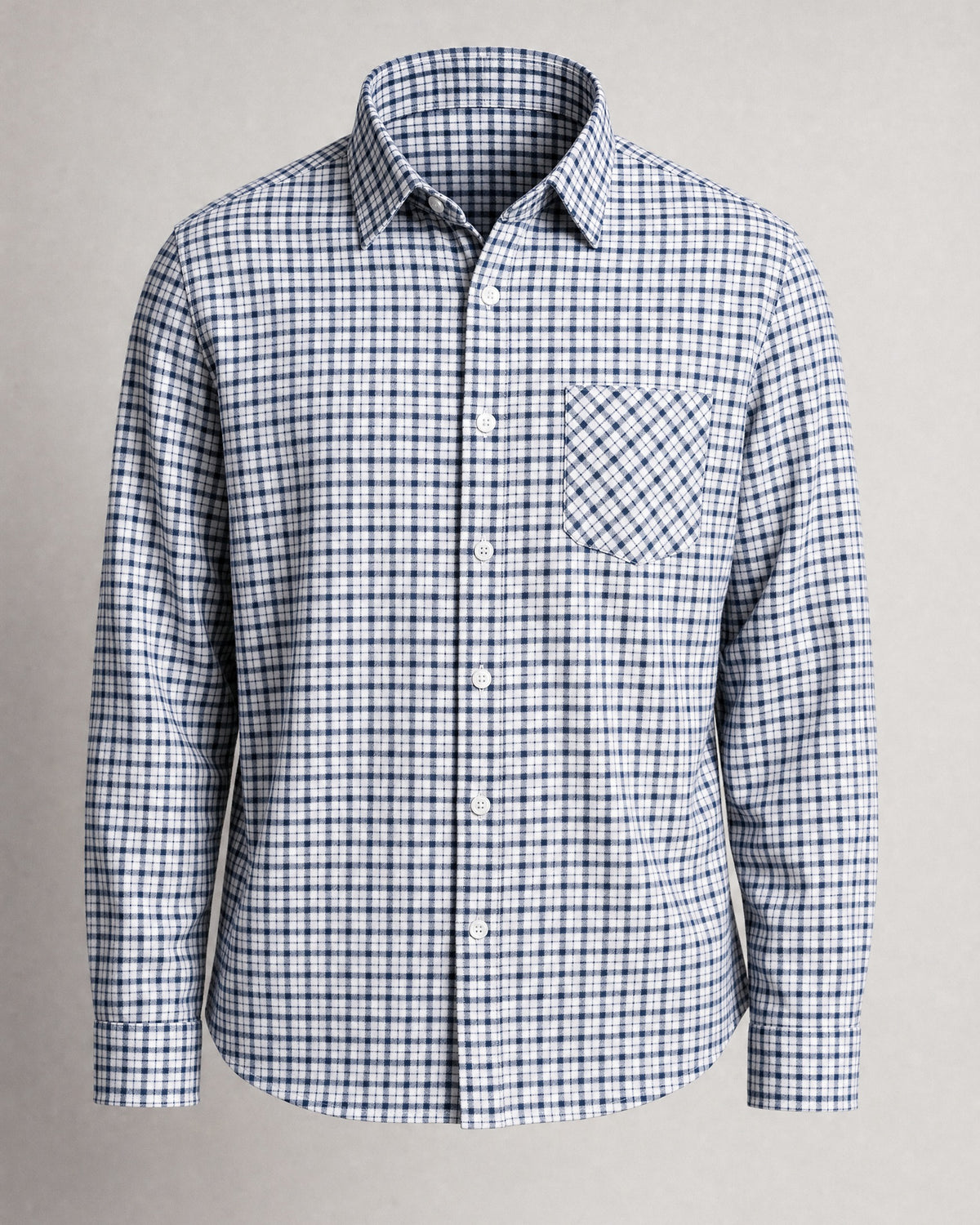 Men's Brushed Cotton Flannel Shirt in Blue Check | Belmorne