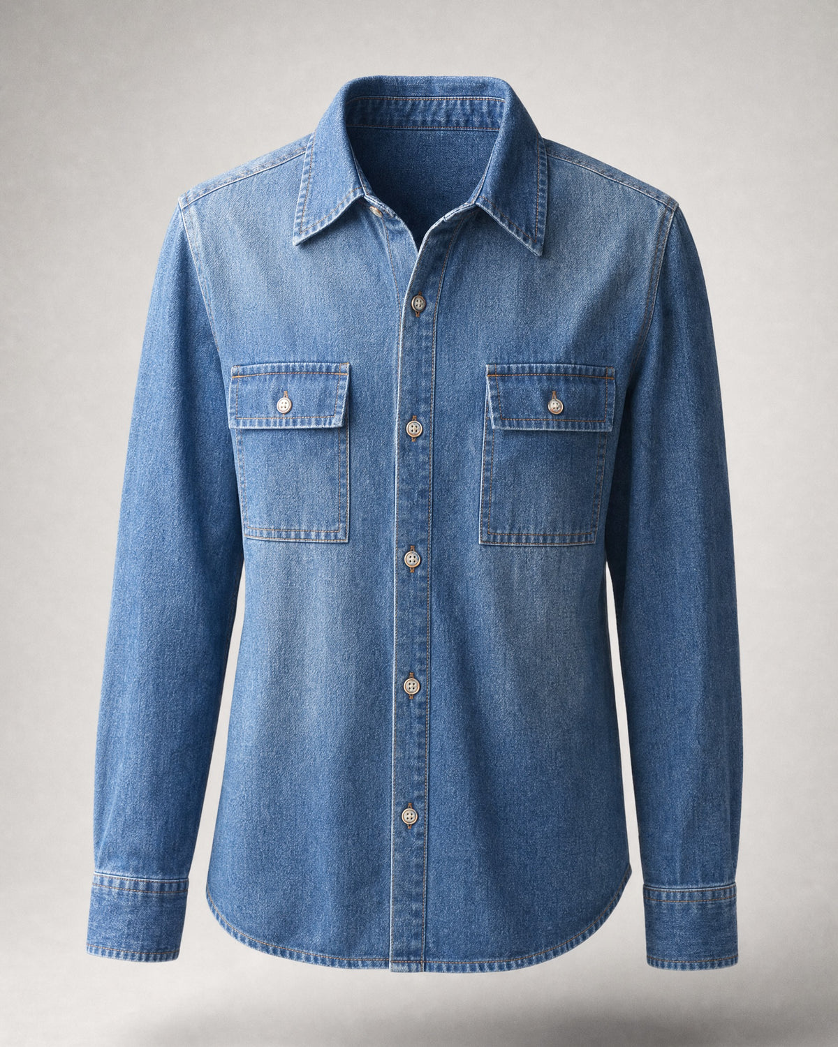 Men's Cotton Washed Denim Shirt in Blue | Belmorne