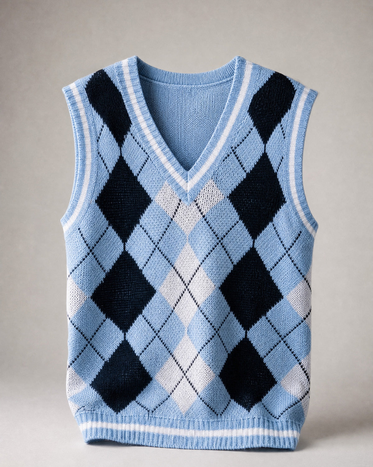Women's Argyle Knit Sweater Vest in Blue | Belmorne