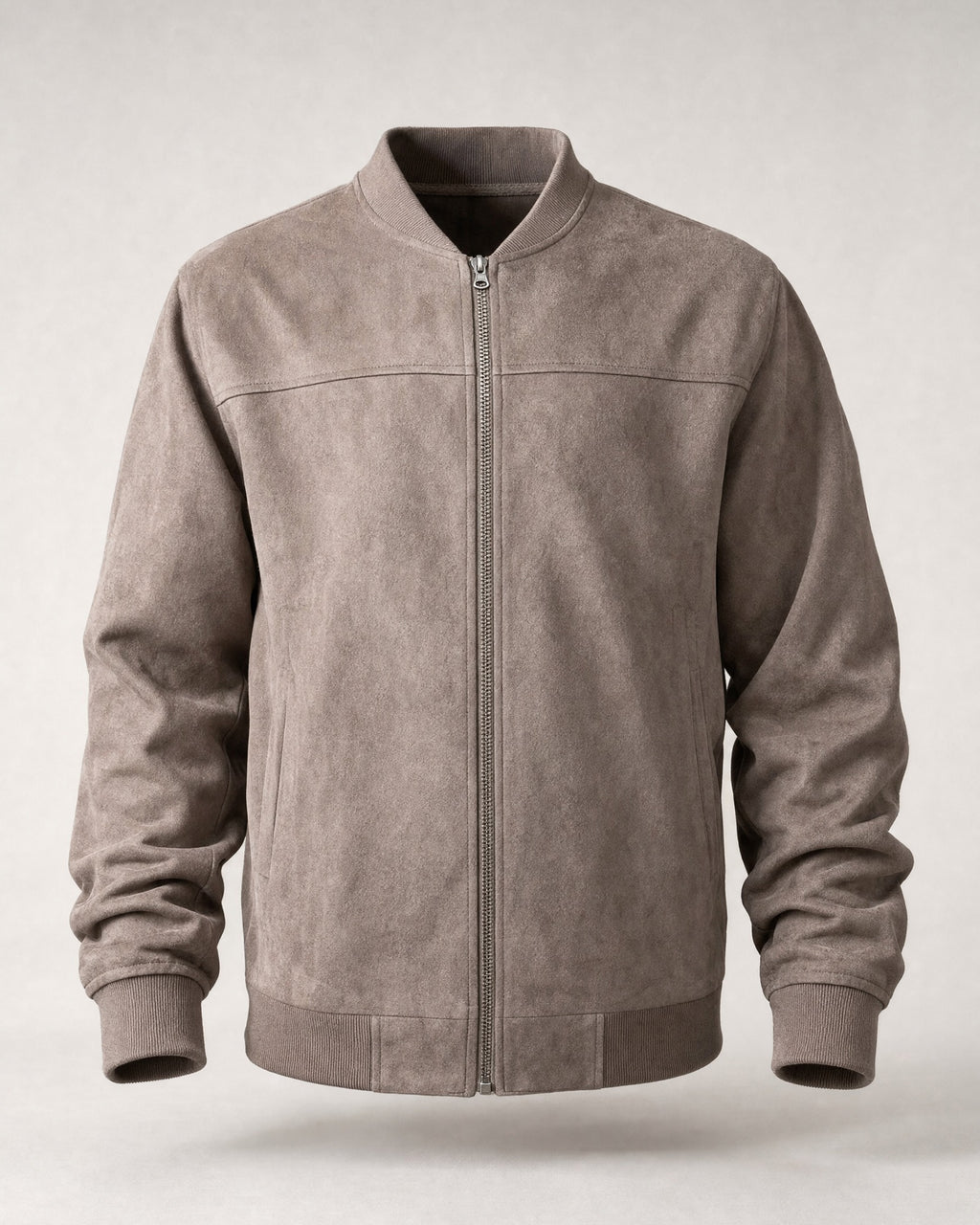 Men's Suede-Look Zip Jacket in Brown | Belmorne
