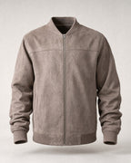 Men's Suede-Look Zip Jacket in Brown | Belmorne