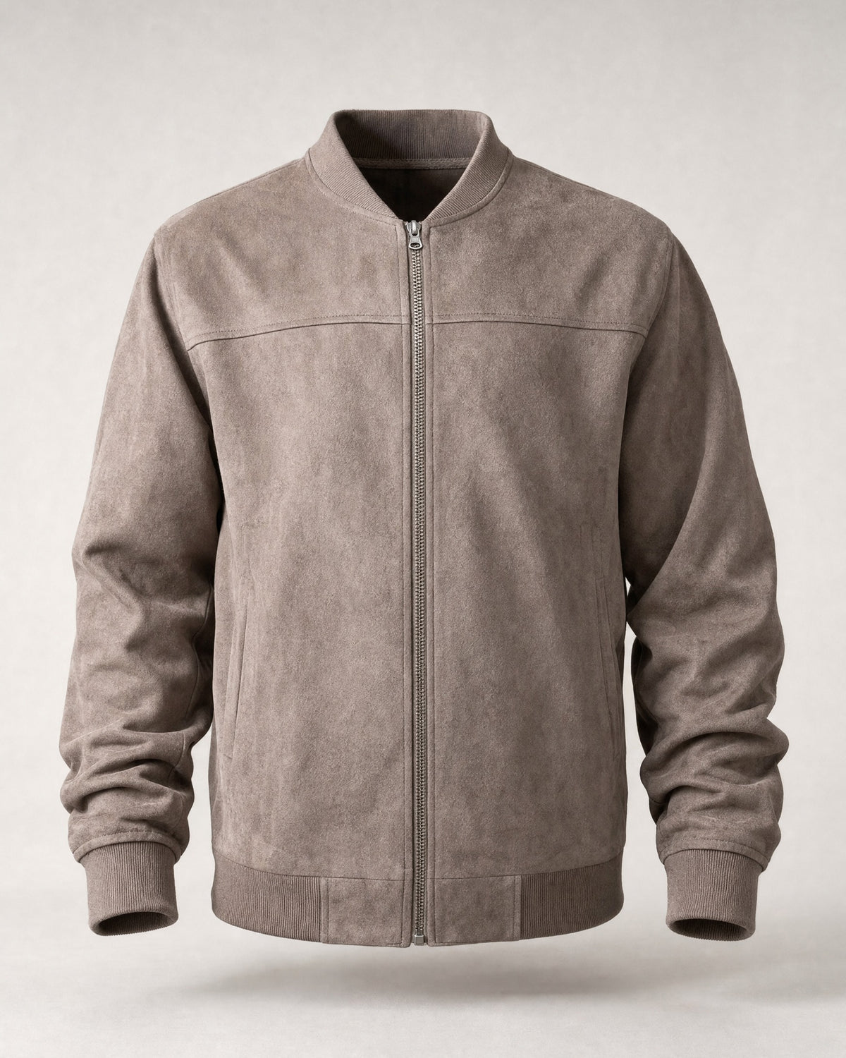 Men's Suede-Look Zip Jacket in Brown | Belmorne