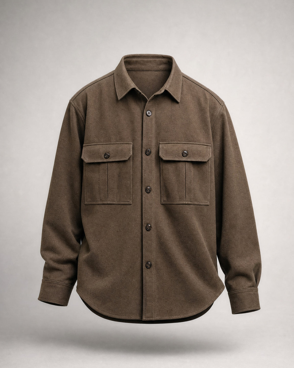 Men's Flap-Pocket Shirt Jacket in Brown | Belmorne