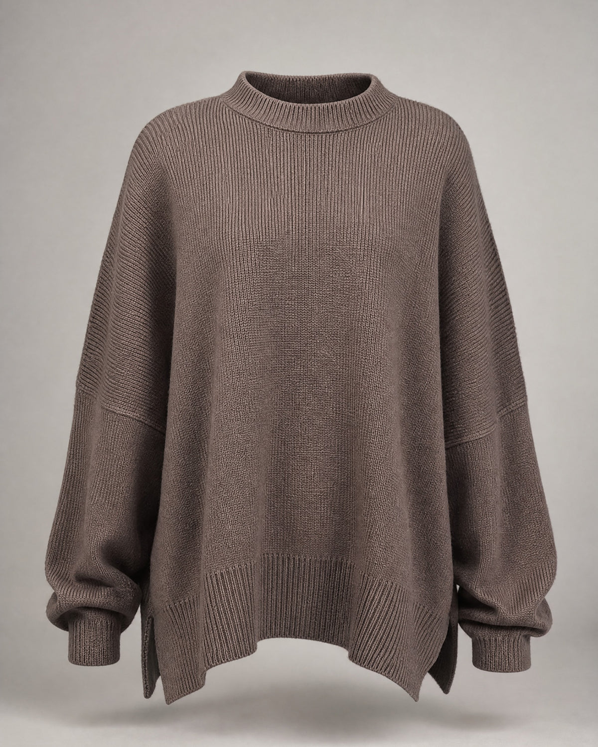 Women's Chunky-Knit Crew-Neck Sweater in Brown | Belmorne