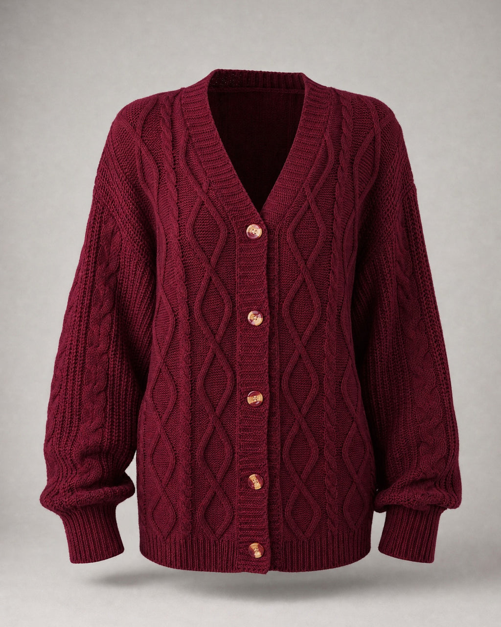 Women's Cable-Knit Cardigan in Burgundy | Belmorne