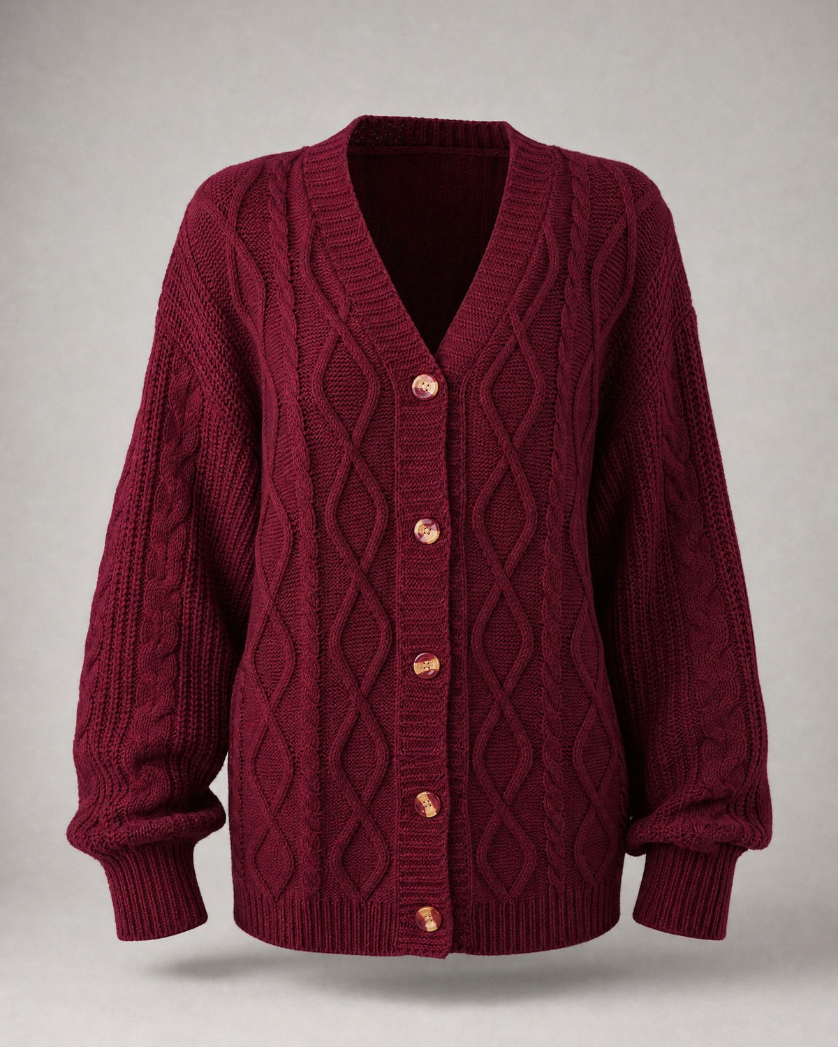 Women's Cable-Knit Cardigan in Burgundy | Belmorne