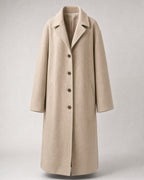 Women's Long Lapel Coat in Camel Beige | Belmorne