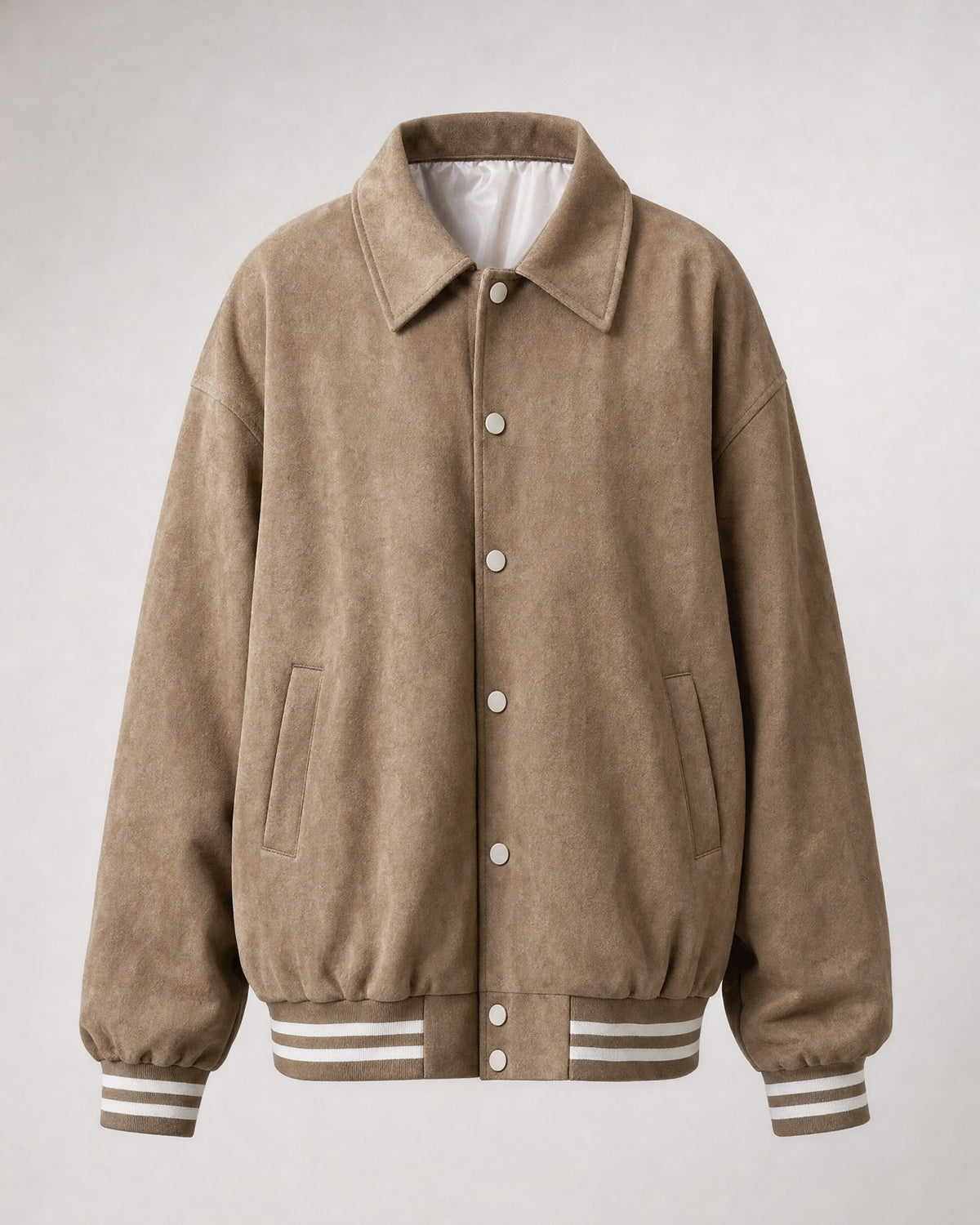 Men's Suede-Look Varsity Jacket in Camel | Belmorne