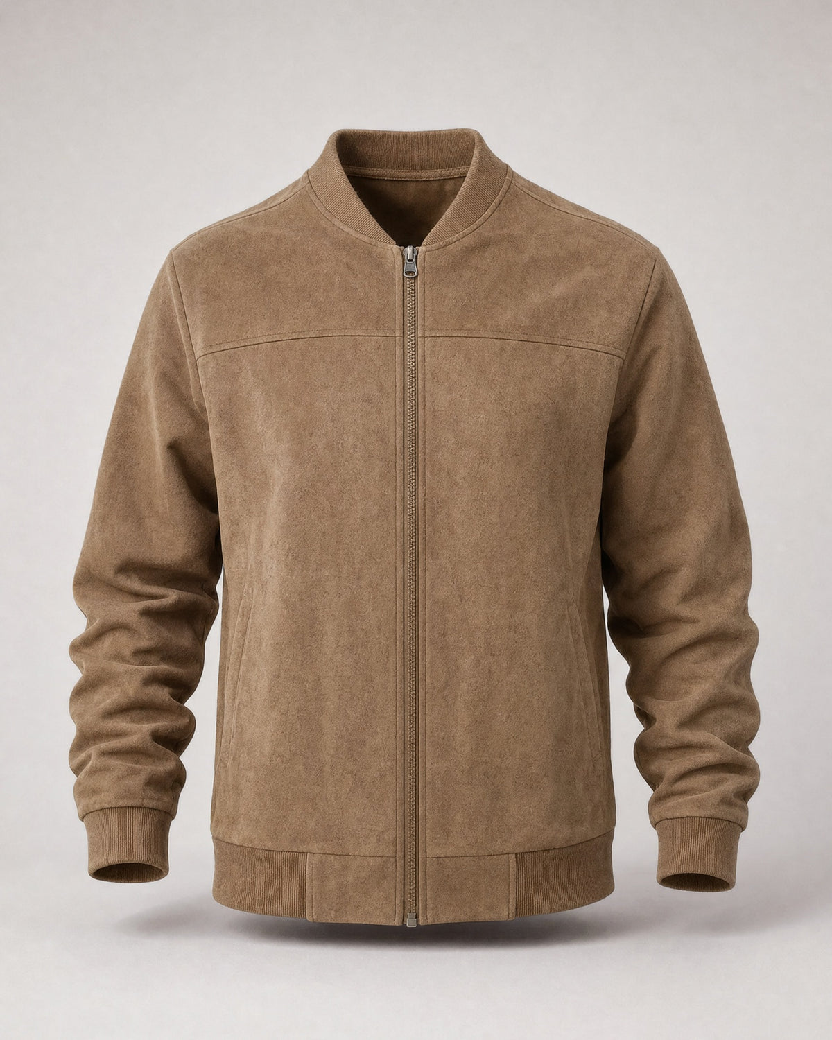 Men's Suede-Look Zip Jacket in Camel | Belmorne