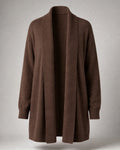 Women's Shawl-Collar Long Cardigan in Coffee Brown | Belmorne