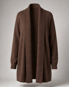Women's Shawl-Collar Long Cardigan in Coffee Brown | Belmorne