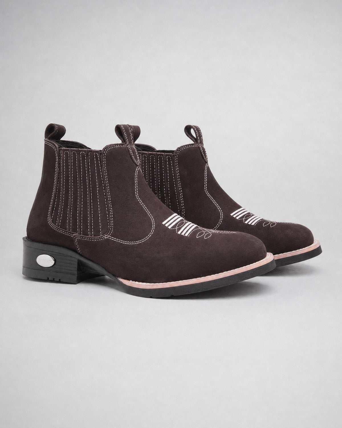 Men's Square-Toe Western Chelsea Boots in Dark Brown | Belmorne
