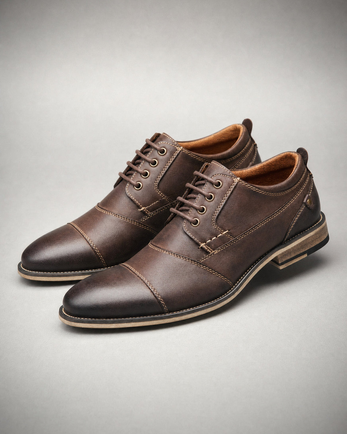 Men's Leather Lace-Up Shoes in Dark Brown | Belmorne
