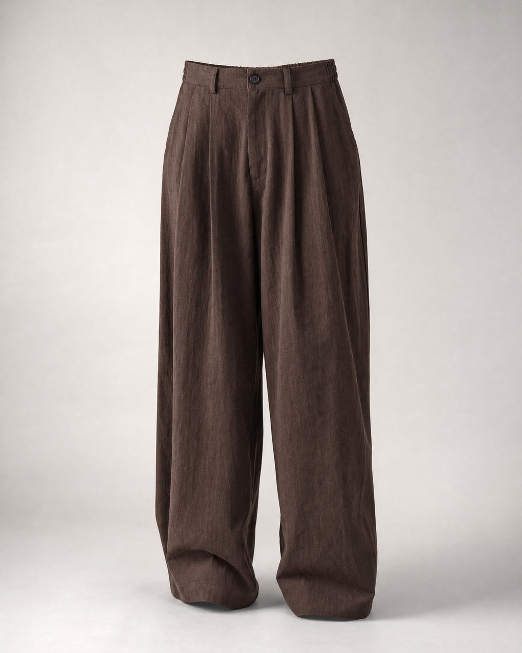 Men's Double-Pleat Wide-Leg Trousers in Dark Brown | Belmorne