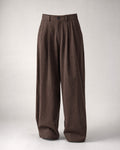 Men's Double-Pleat Wide-Leg Trousers in Dark Brown | Belmorne