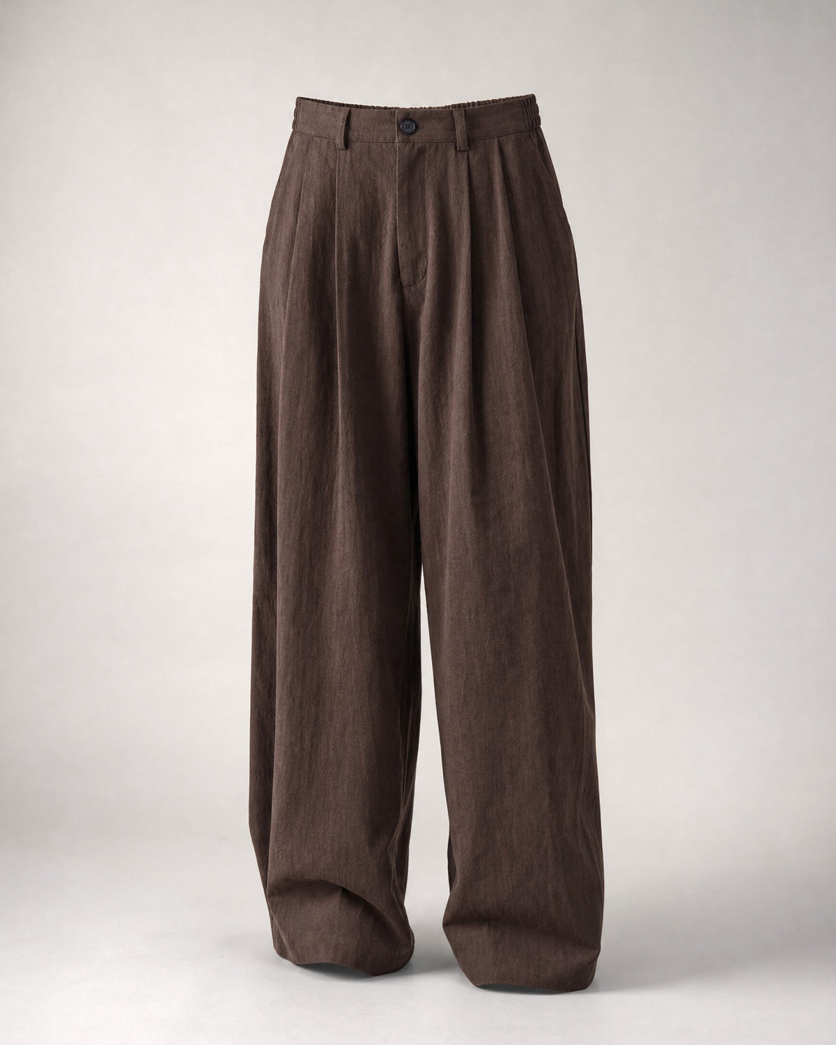 Men's Double-Pleat Wide-Leg Trousers in Dark Brown | Belmorne