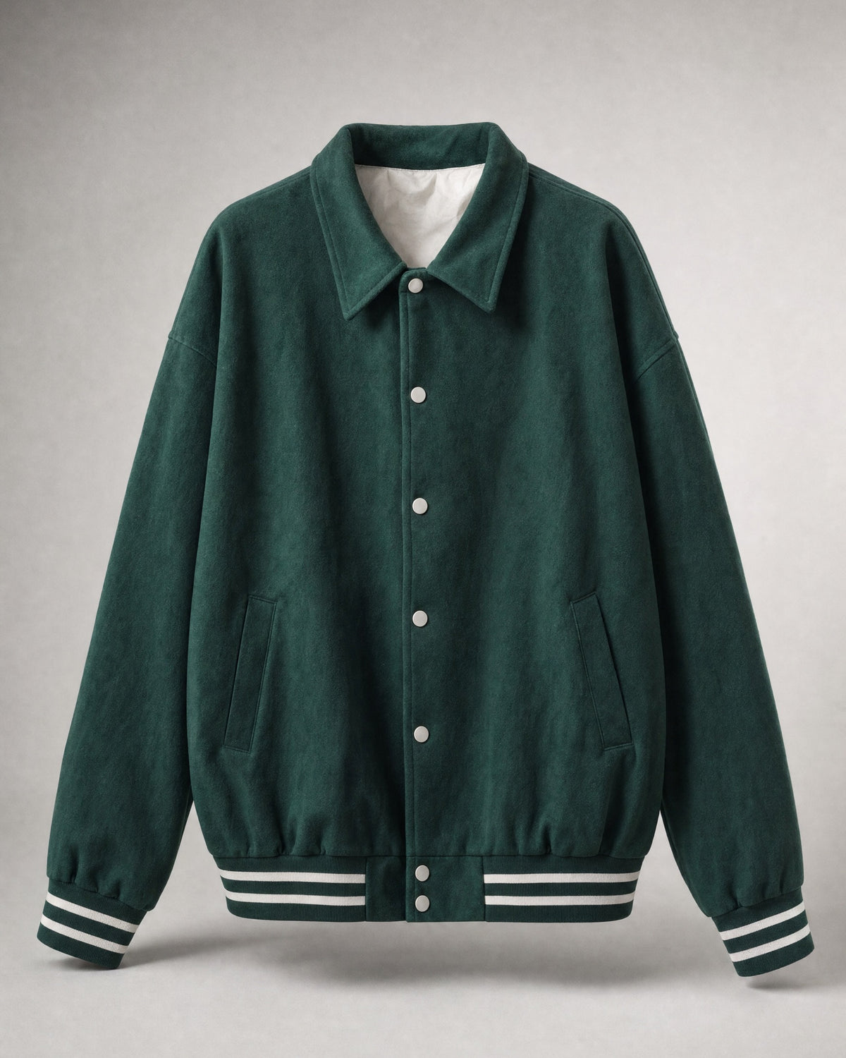 Men's Suede-Look Varsity Jacket in Dark Green | Belmorne