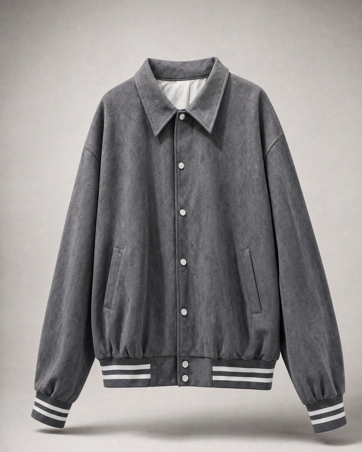 Men's Suede-Look Varsity Jacket in Dark Grey | Belmorne