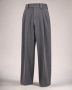 Men's Herringbone Pleated Trousers in Dark Grey | Belmorne