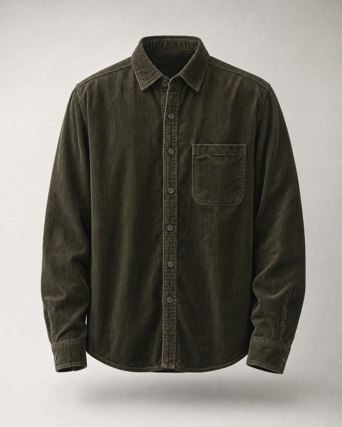 Men's Cotton Corduroy Shirt in Dark Olive | Belmorne