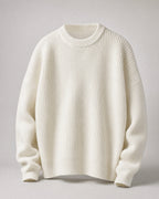 Men's Chunky Knit Crew-Neck Sweater in Ecru | Belmorne